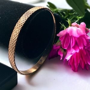 Textured Copper Brushed 2 7/8 Inch Wide Bangle Bracelet!
